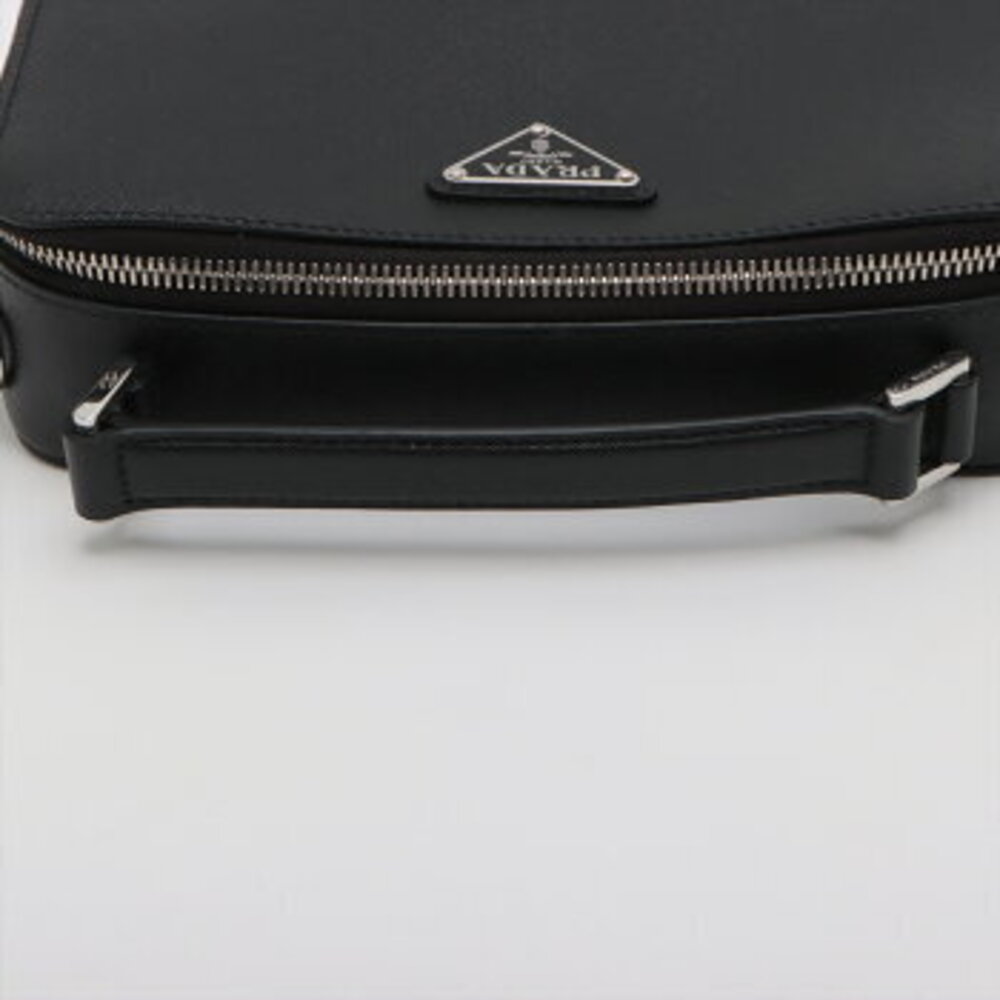 Prada Saffiano leather handbag tote top handles black M - Picture 5 of 12